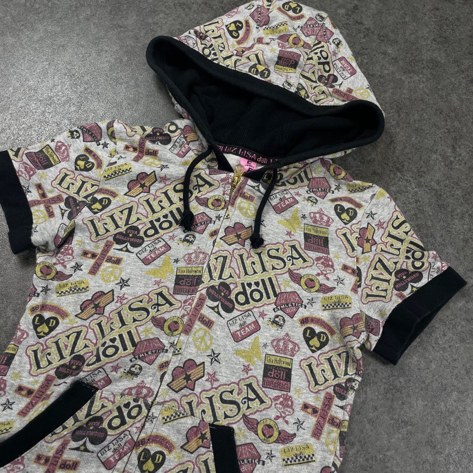 LIZ LISA doll Y2K 平成 リズリサドール 半袖 ジップパーカー