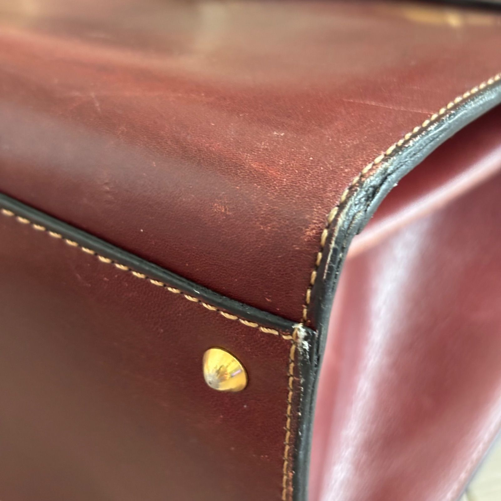 RE387 a.testoni ア・テストーニ レザーハンドバッグ ボルドー