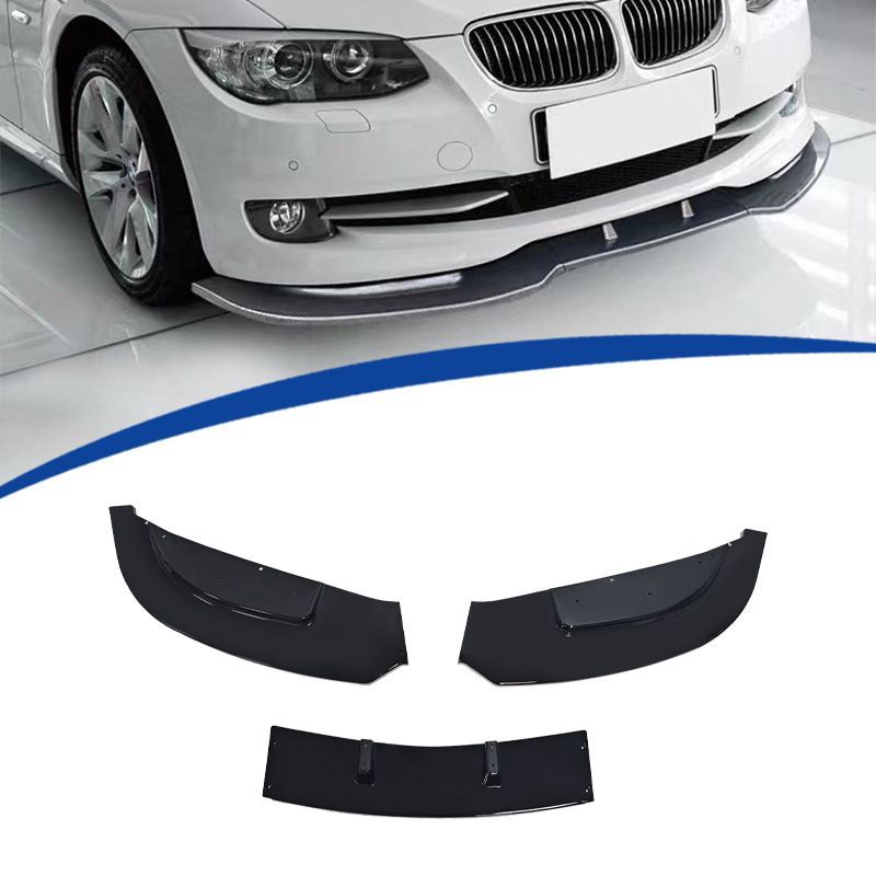BMW 3シリーズ E92 2006-2012年 2ドア標準仕様車対応 フロントリップスポイラー 3分割 ABS製 艶ありブラック カーボン調 フロントまわり 外装アクセントパーツ