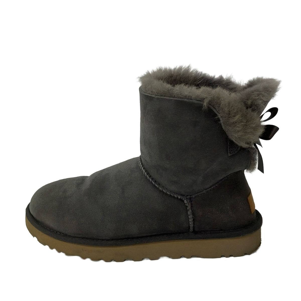 UGG(アグ) ショートブーツ 25 レディース ミニ ベイリー ボウ II 1016501 ダークグレー リボン ムートン