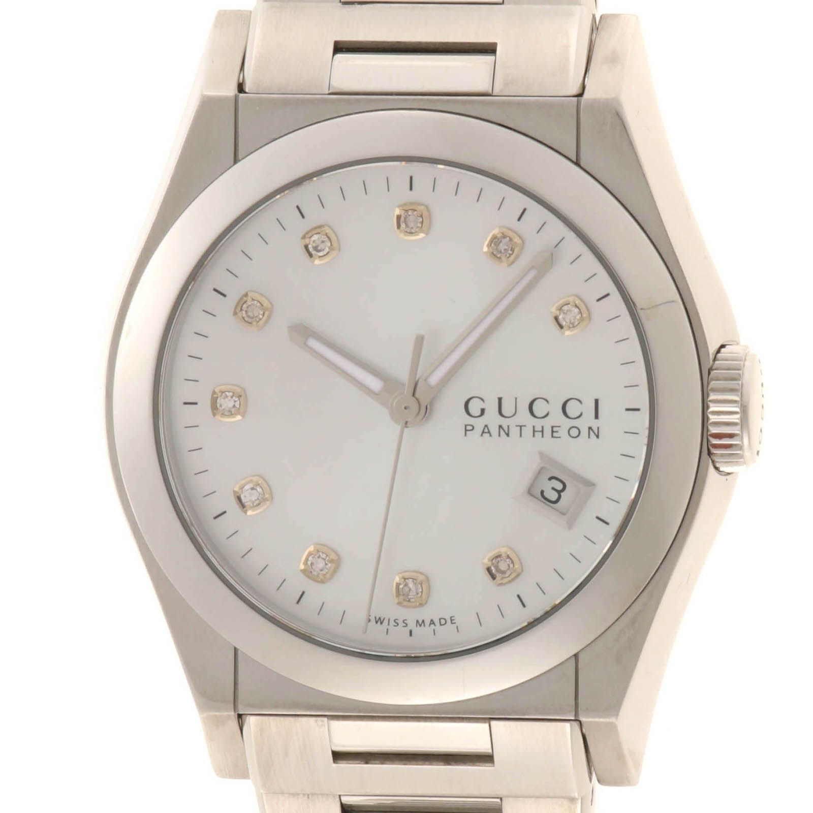 GUCCI グッチ パンテオン 115.4 YA115403 腕時計 ステンレススチール 10PDホワイトシェル文字盤 クオーツ ユニセックス【中古】472