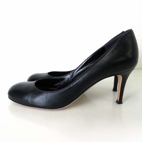 美品◎ジャンヴィトロッシ ポインテッドトゥパンプス 花柄 レース 24cm 黒 ジャンヴィトロッシ Gianvito Rossi パンプス ハイヒール アーモンド