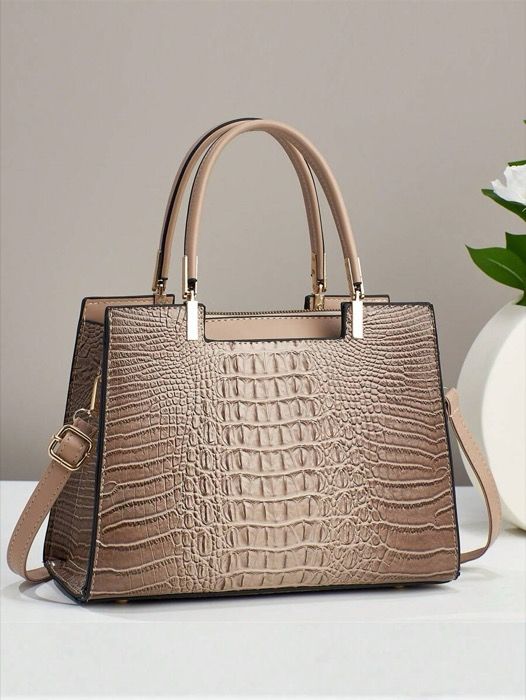 バッグ レディース ハンドバッグ クロコダイル柄 トートバッグ、女性用、ファッショナブルな新しいデザイン、高品質な肌触りと大容量、ショルダーバッグまたはクロスボディバッグとして使用可能