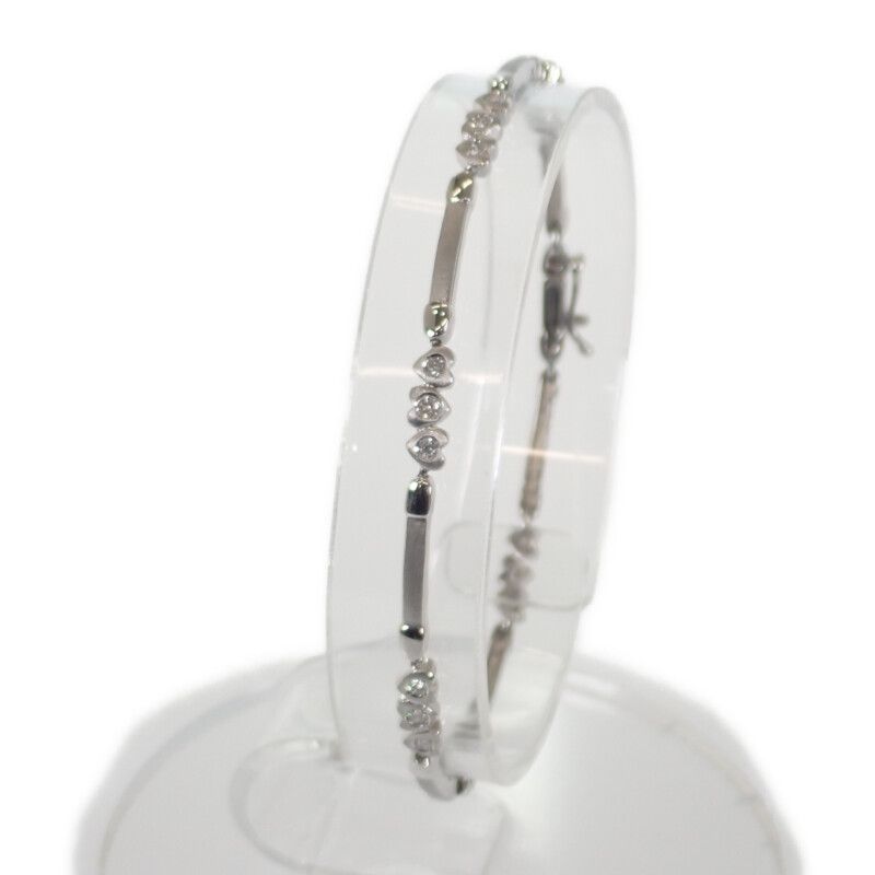 デザイン ジュエリー ハート ブレスレット 刻印 K18WG 18金 ホワイトゴールド ダイヤモンド レディース【中古】【Aランク】