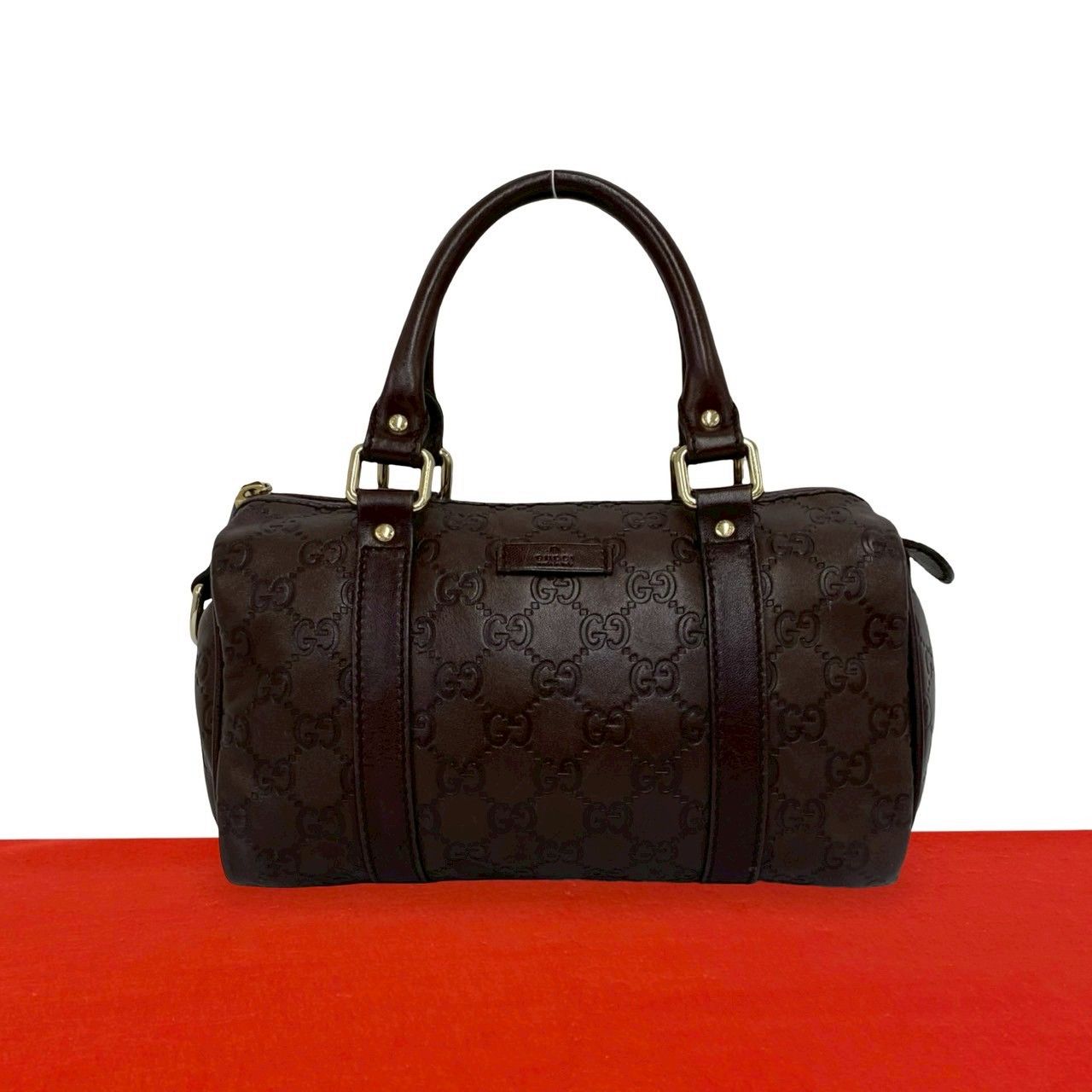 極 美品 希少品 GUCCI グッチ シマ GG ロゴ 柄 刻印 レザー 本革