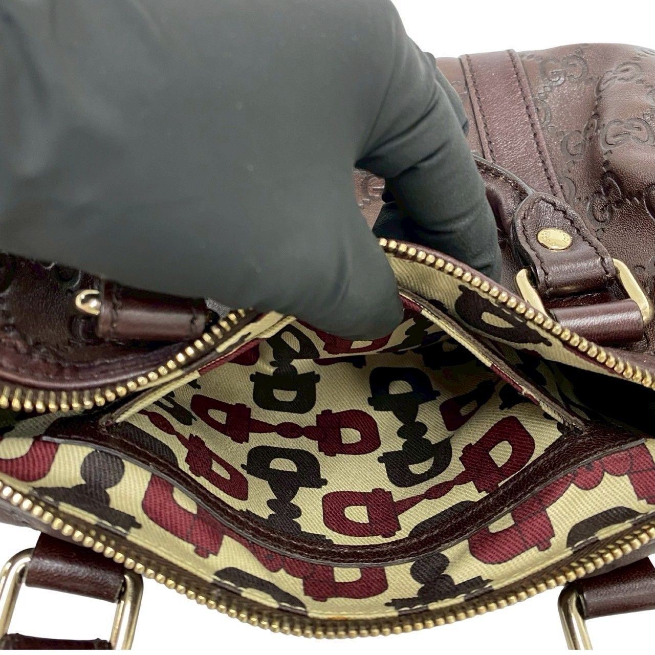【✨極美品✨】グッチ ミニボストンバッグ レザー G金具 ブラウン 極 美品 希少品 GUCCI グッチ シマ GG ロゴ 柄 刻印 レザー 本革