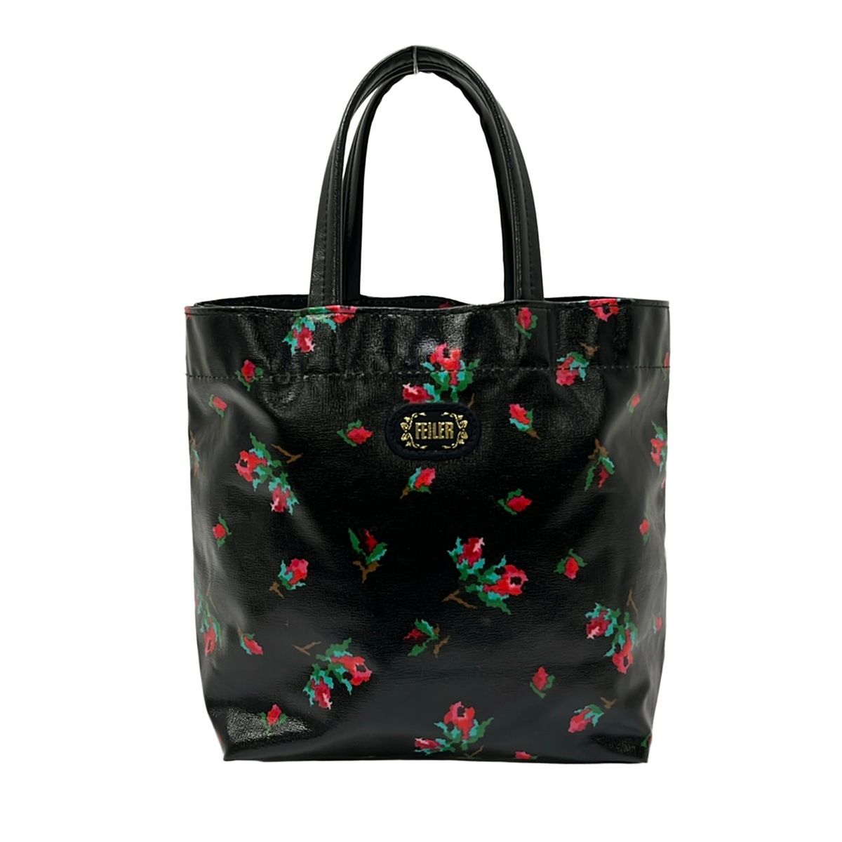 FEILER(フェイラー) トートバッグ美品 - 黒×レッド×マルチ 花柄 - メルカリ