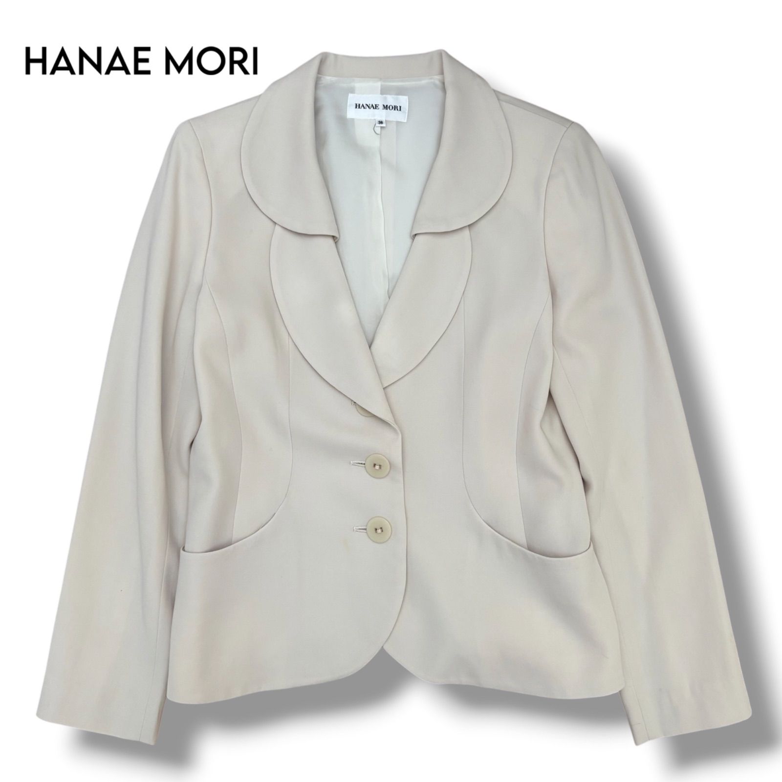 【HANAE MORI】ラウンドカラー テーラードジャケット 38