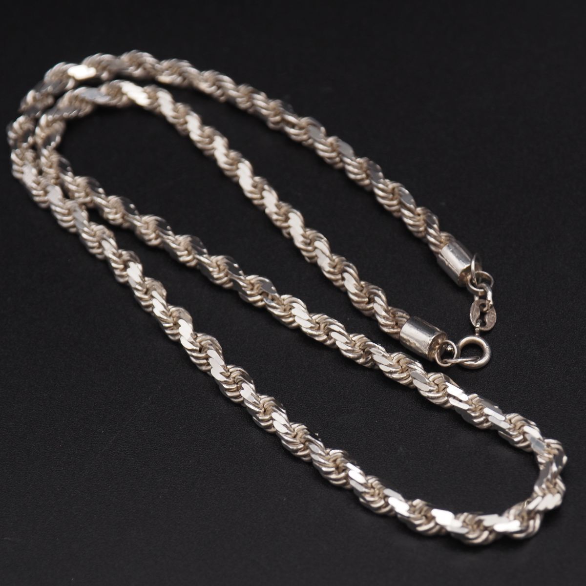 B520 ヴィンテージ STERLING SILVER925刻印 ネックレス ロープチェーン デザイン シルバー