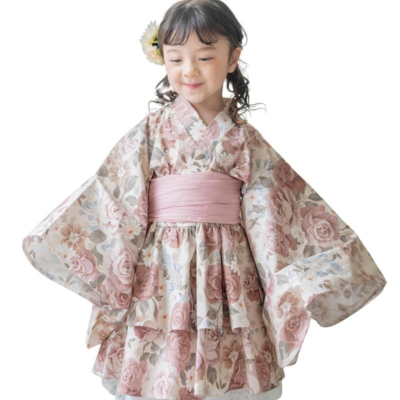[キャサリンコテージ]キッズ 女の子 ファスナーで楽々！着崩れしないワンピース浴衣ドレス CC0971 110cm ゴブラン・モーヴ[27]