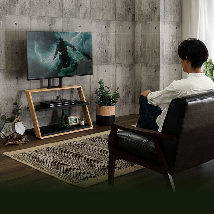 棚付きZ型壁寄せテレビスタンド 木目調 Zarzia ザージア オープン