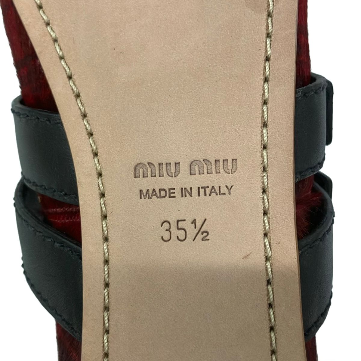 miu miu 35リボンフラットシューズ miumiu(ミュウミュウ) フラットシューズ 35 1/2 レディース レッド×黒