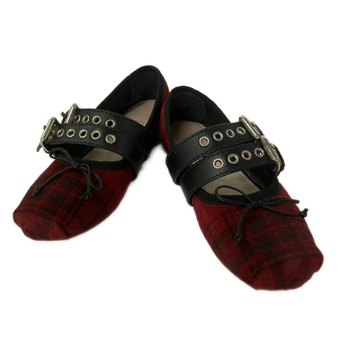 miumiu(ミュウミュウ) フラットシューズ 35 1/2 レディース レッド×黒