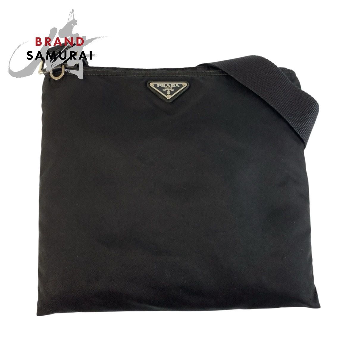 PRADA プラダ テスート 三角ロゴプレート ブラック 黒 シルバー金具 ナイロン ショルダーバッグ メッセンジャーバッグ レディース 603262【中古】