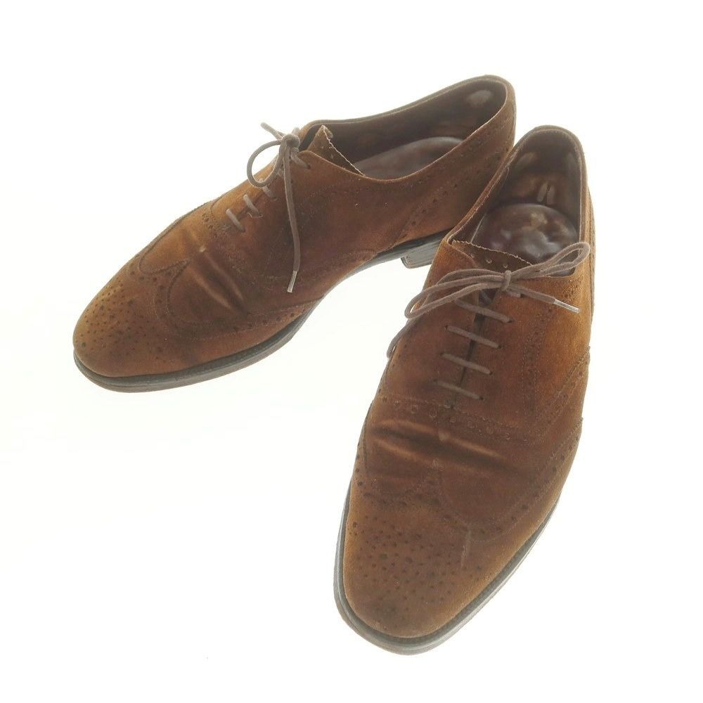 【中古】イード アンド レーベンスクロフト Ede & Ravenscroft CHEANEY製 スエード ウイングチップ ドレスシューズ ブラウン【サイズ8】【メンズ】
