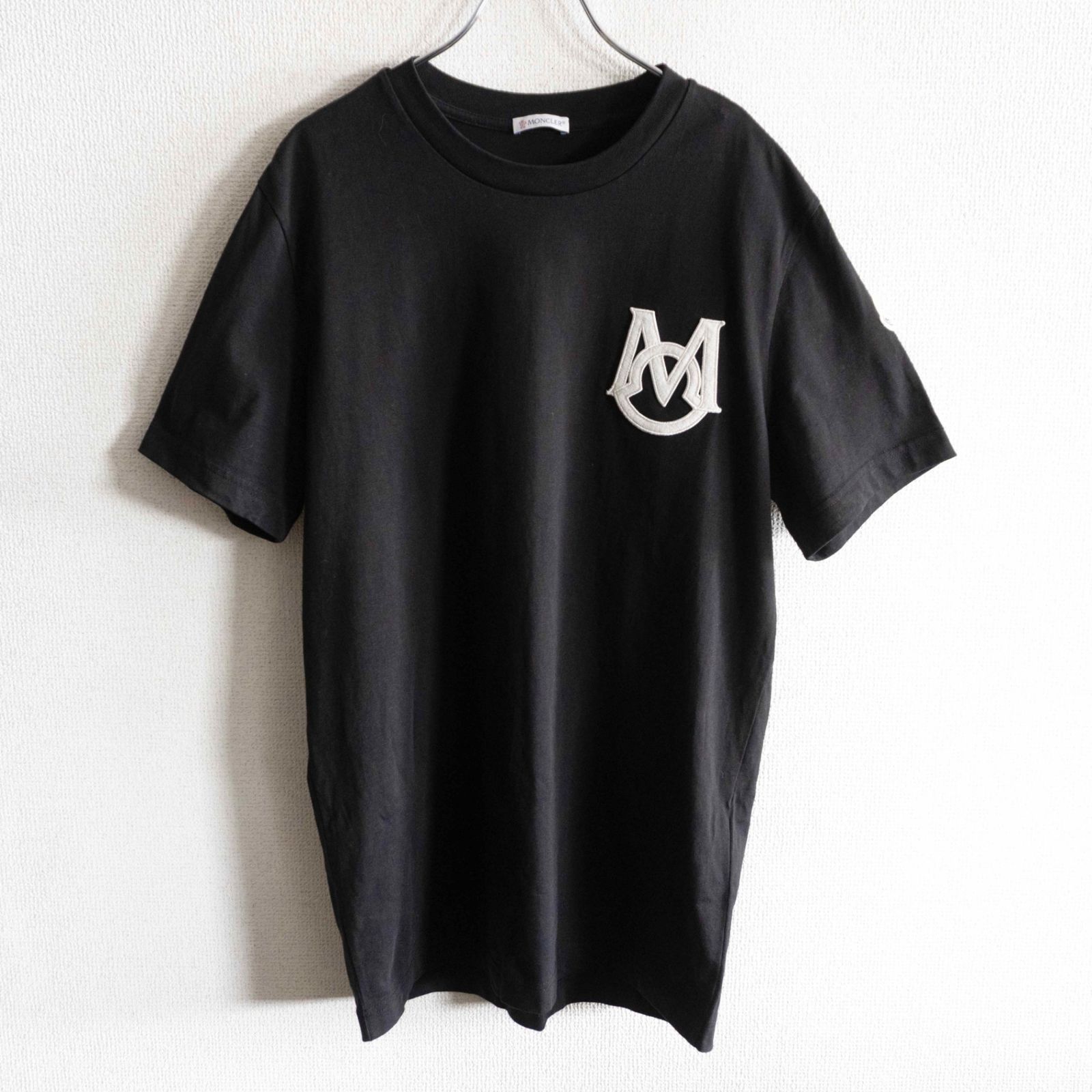 美品】MONCLER【胸ロゴ ワッペン クルーネック Tシャツ】M カットソー