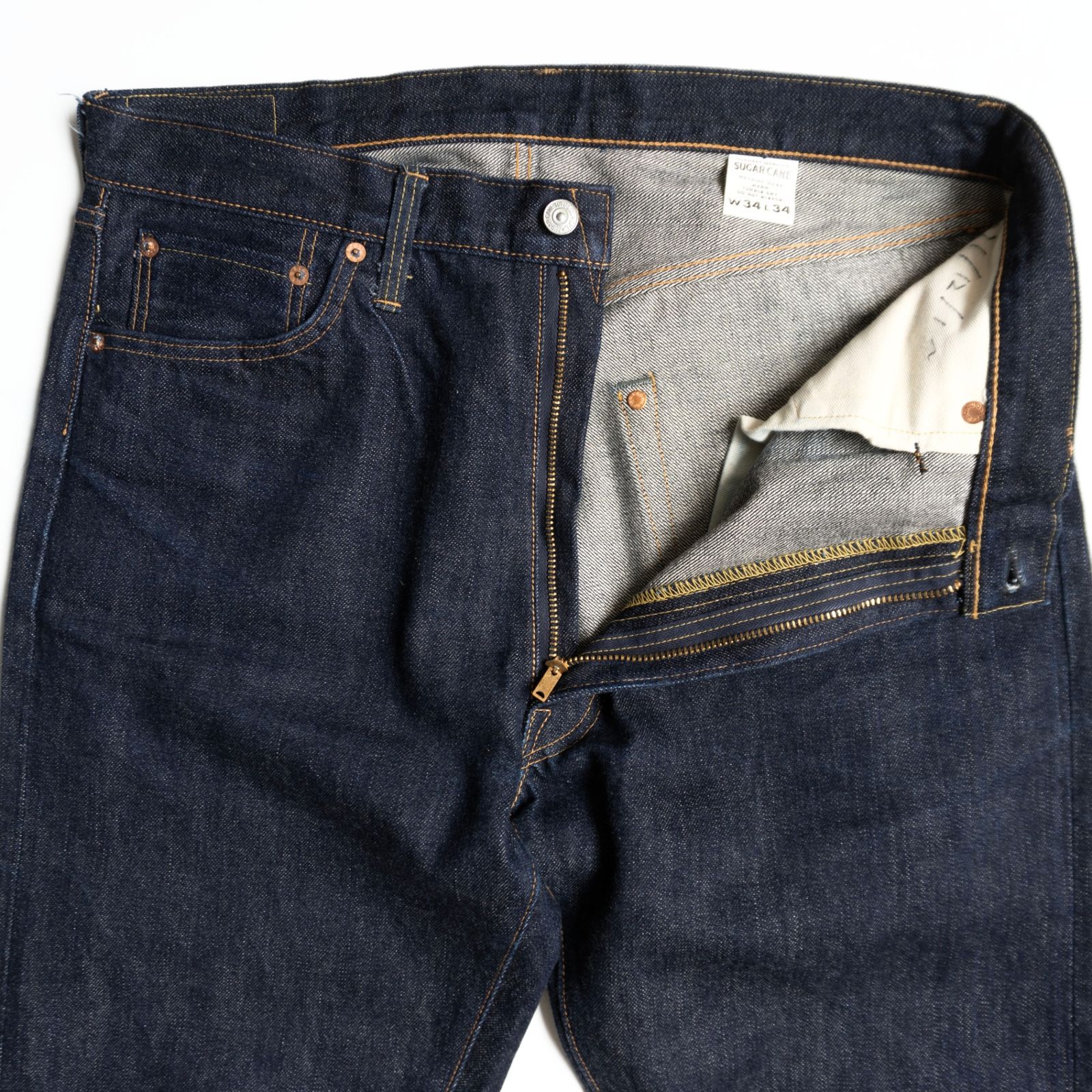 【美品/濃紺】SUGAR CANE【Lot 1955Z 14oz ジッパーフライジーンズ】34 シュガーケーン セルビッチ デニム  s2607045 美品/濃紺】SUGAR CANE【Lot 1955Z 14oz ジッパーフライジーンズ】34