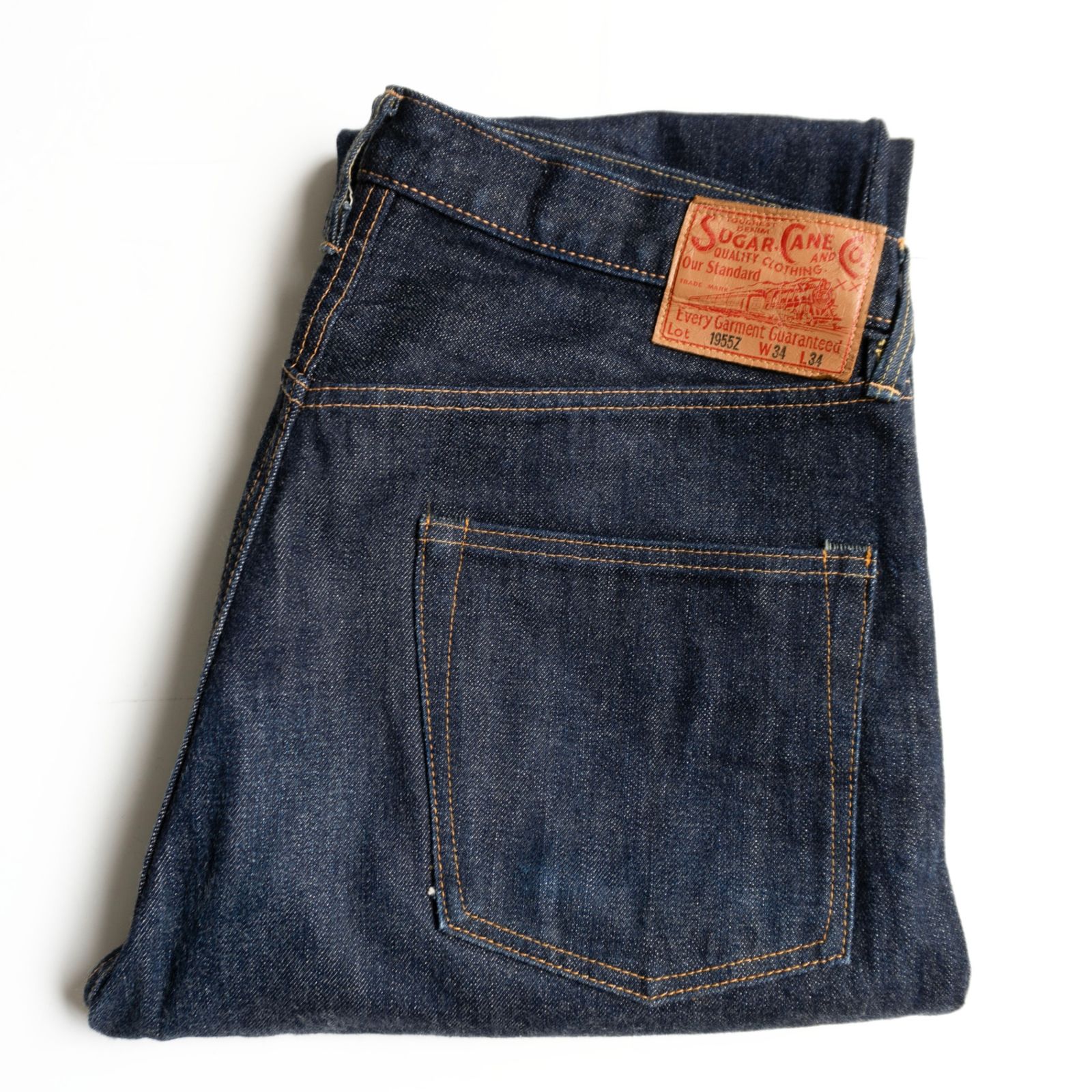 【美品/濃紺】SUGAR CANE【Lot 1955Z 14oz ジッパーフライジーンズ】34 シュガーケーン セルビッチ デニム s2607045