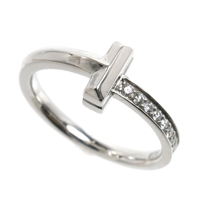 TIFFANY&Co. ティファニー K18WG ホワイトゴールド Tワン リング・指輪 67795571 ダイヤモンド 13号 4.3g レディース 中古 美品