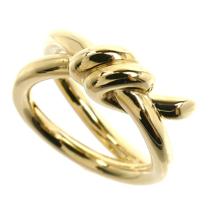 TIFFANY&Co. ティファニー K18YG イエローゴールド ノット ダブル ロウ リング・指輪 9号 10.9g レディース 中古 美品