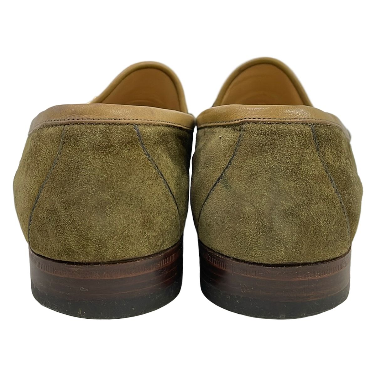 GUCCI(グッチ) ローファー 41 1/2 D メンズ ホースビット ダークグリーン×ベージュ レザー GUCCI(グッチ) ローファー 41 1/2 D メンズ ホースビット ダークグリーン×ベージュ レザー