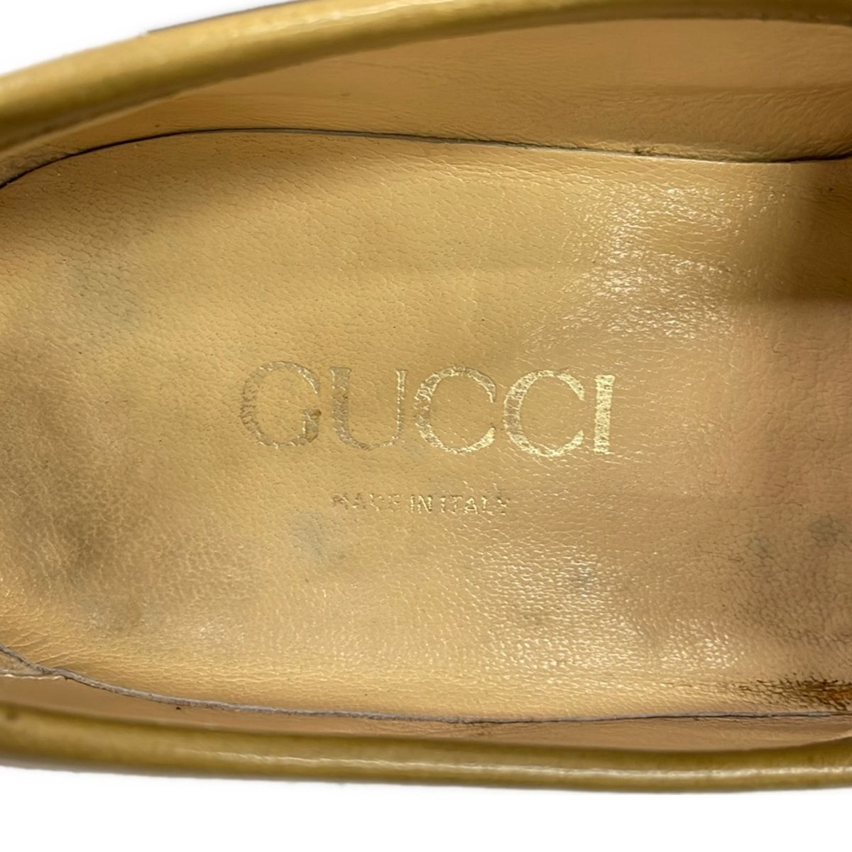 GUCCI(グッチ) ローファー 41 1/2 D メンズ ホースビット ダークグリーン×ベージュ レザー GUCCI(グッチ) ローファー 41 1/2 D メンズ ホースビット ダークグリーン×ベージュ レザー