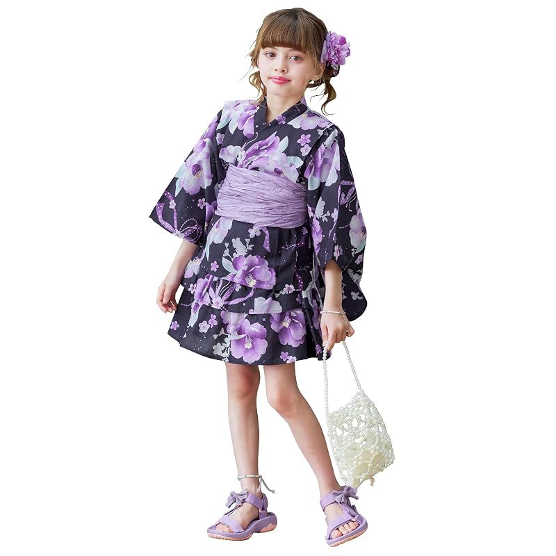 アリサナ　浴衣　水彩つばきネイビー　新品 新品】 [アリサナ] 浴衣 こども 女の子 セパレート 子供 水彩ツバキ