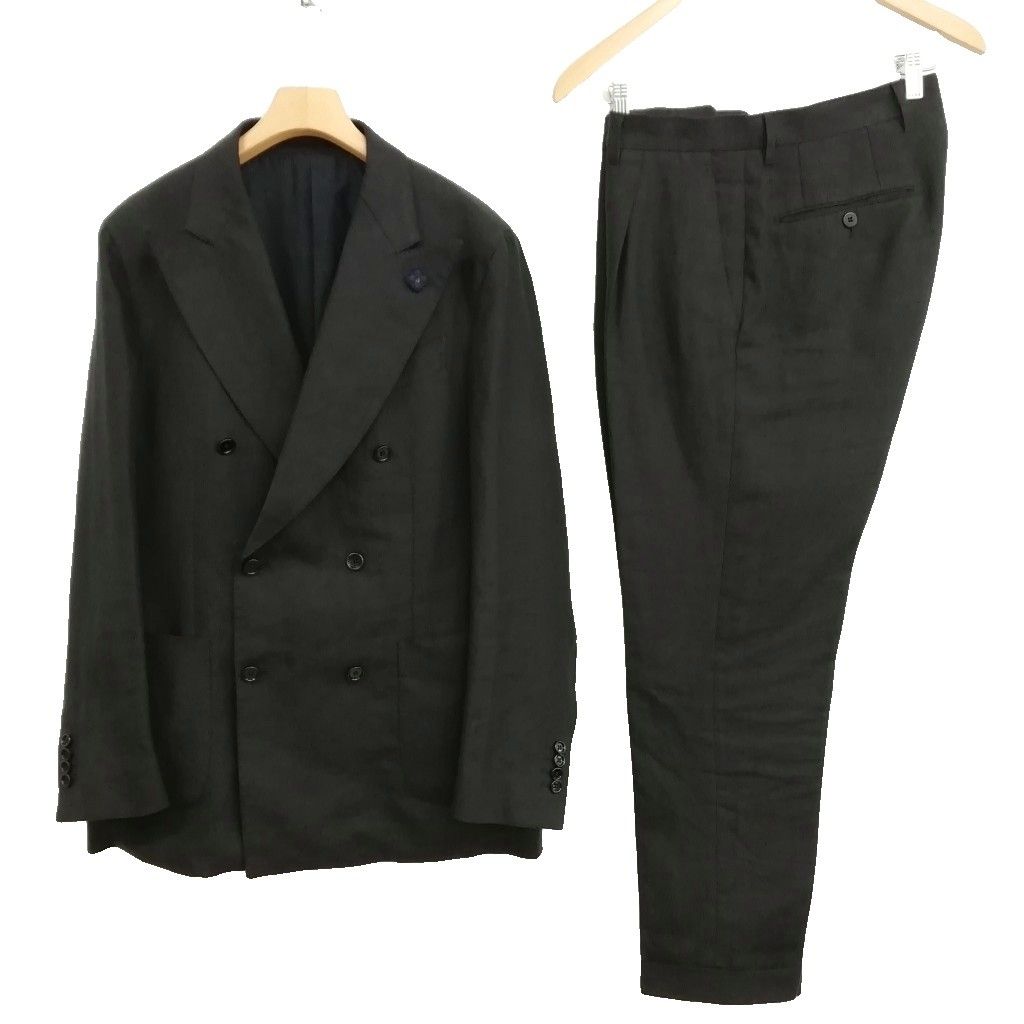 ラルディーニ LARDINI EL91060AE ELC56408 ダブルブレスト 6B スーツ セットアップ 46 ブラック