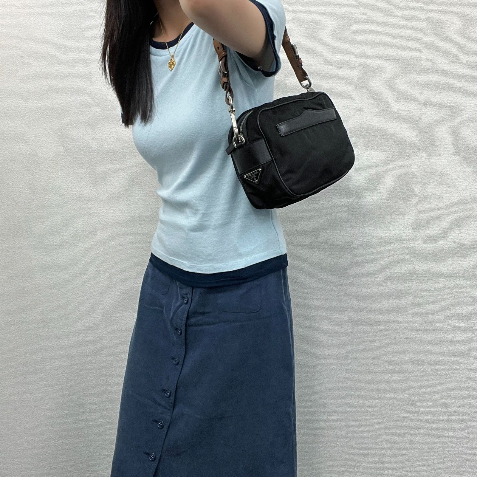 【中古】PRADA プラダ テスートナイロン 編み込みストラップ ショルダーバッグ ナイロン / レザー ブラック 金具シルバー ヴィンテージ レディース HIBUOCHI VINTAGE hboc260702a03 34,320円