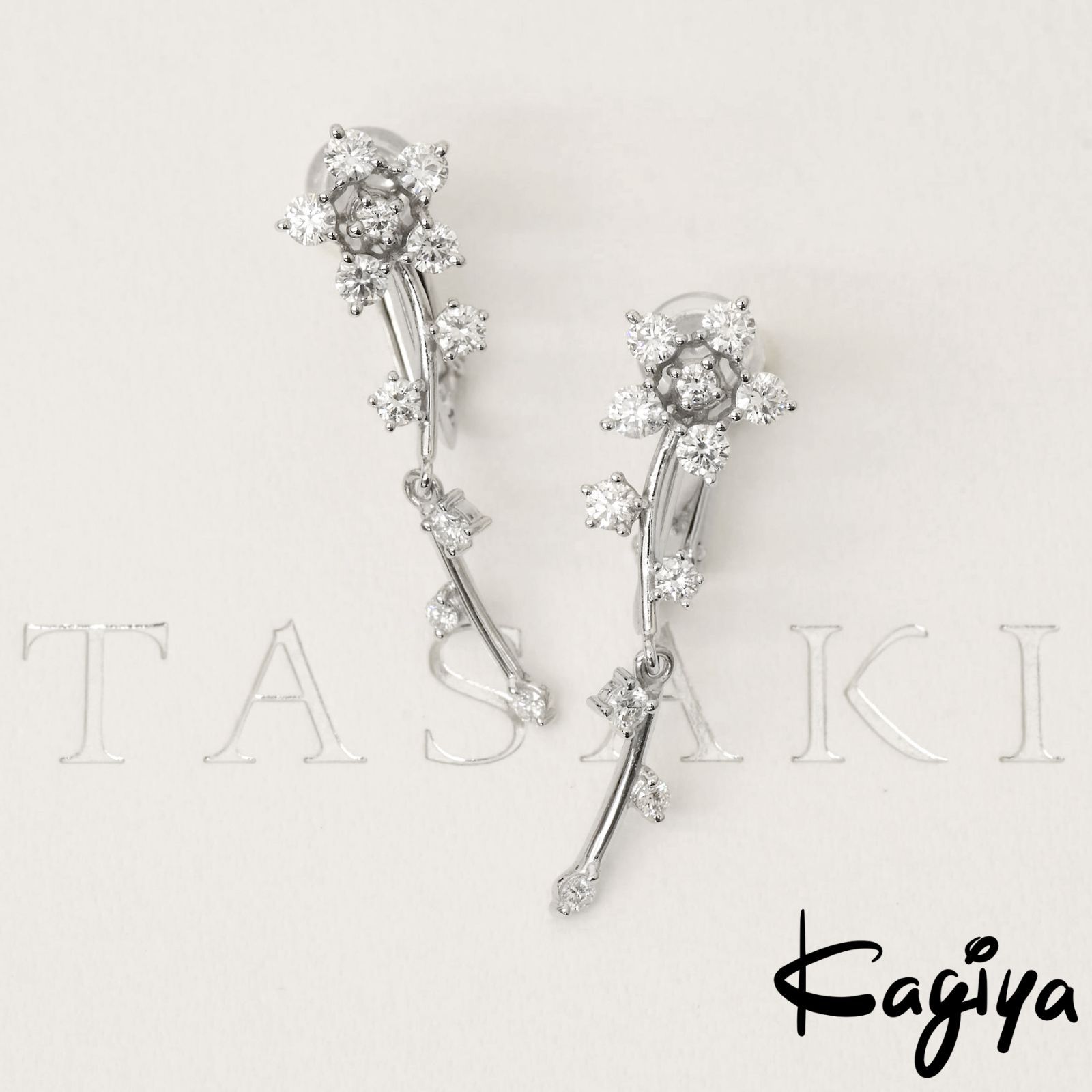 TASAKI タサキ K18WG フラワーモチーフ ダイヤモンド イヤリング 3.2g 0.33ct/0.33ct ホワイト ゴールド