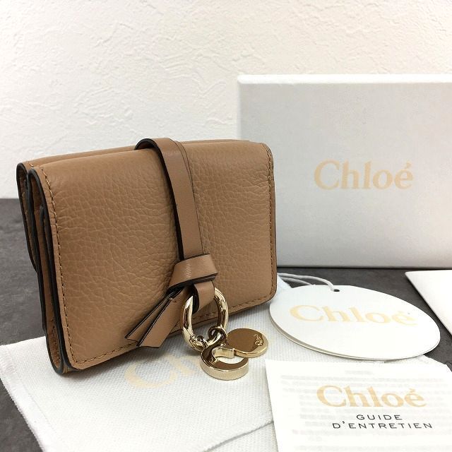 未使用品 Chloe アルファベット ミニトリフォールド コンパクト財布 ブラウン 箱付き 563