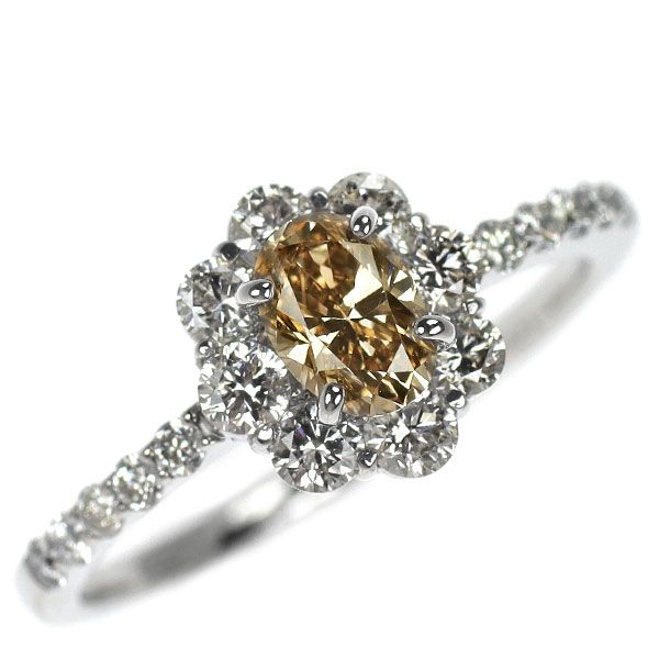 Pt900 オーバル ダイヤモンド リング 0.441ct D0.58ct