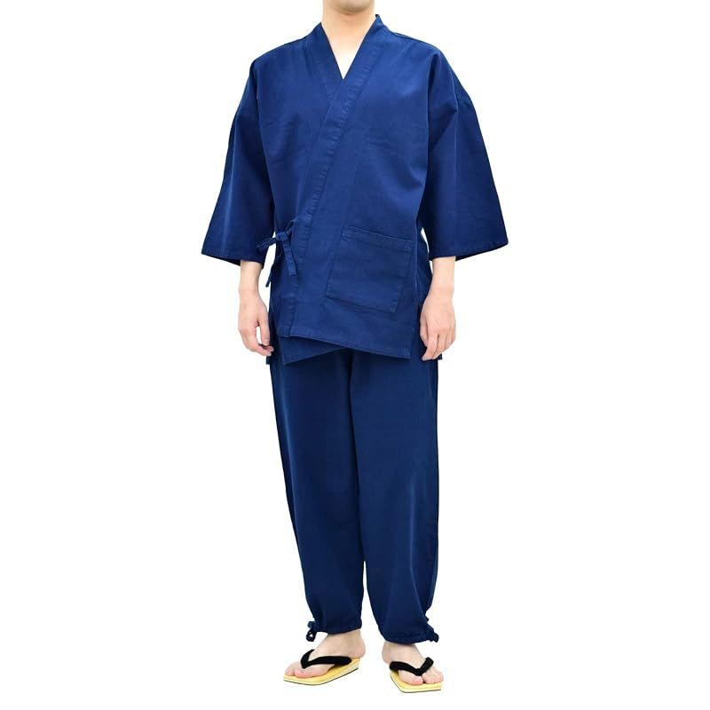 【新品】 [あい藍] メンズ ピケ織りデニム作務衣 通年用 (LL, ネイビー) 8,212円