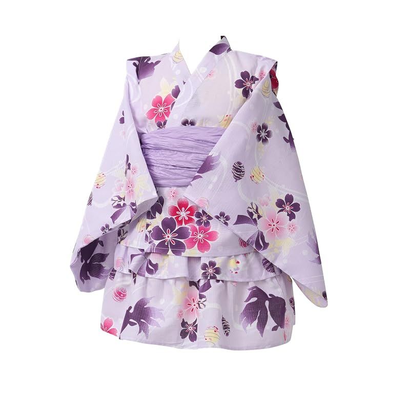 【新品】 [アリサナ] 浴衣 こども 女の子 セパレート 子供 (上衣・スカート・兵児帯の3点セット) 金魚ラベンダー 130cm 5,895円