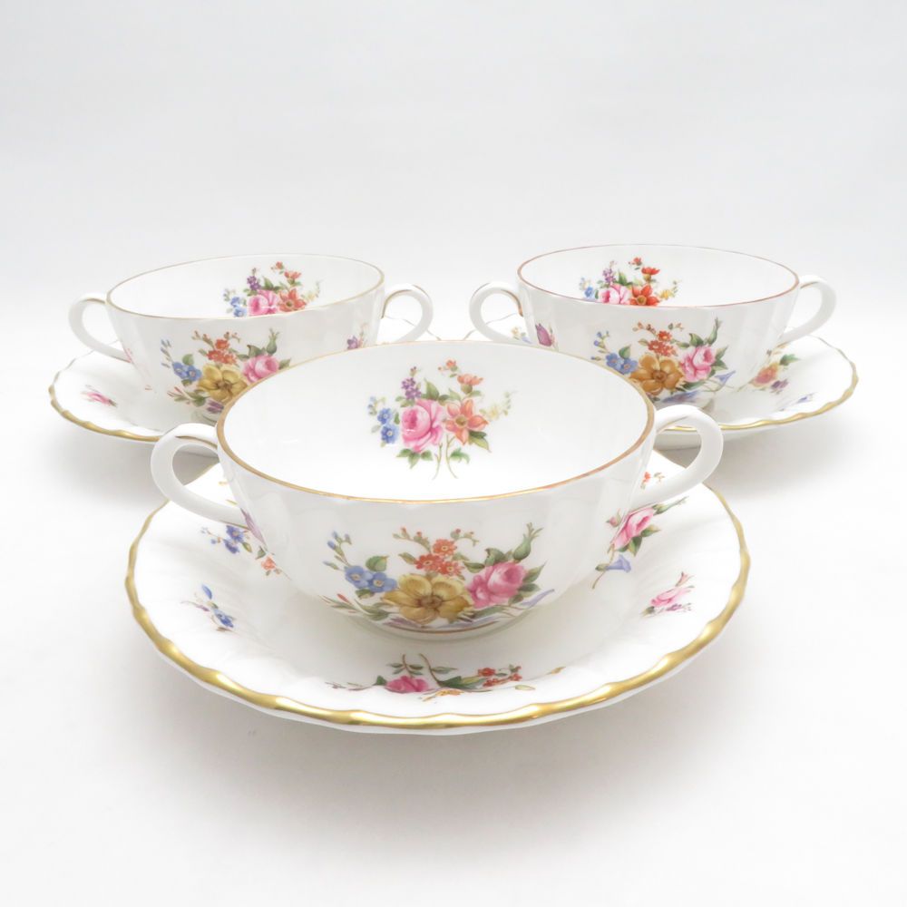 ロイヤルウースター　スープカップ　★未使用に近いです　★ソーサー２点おまけです ROYAL WORCESTER ロイヤルウースター ロアノーク スープカップ