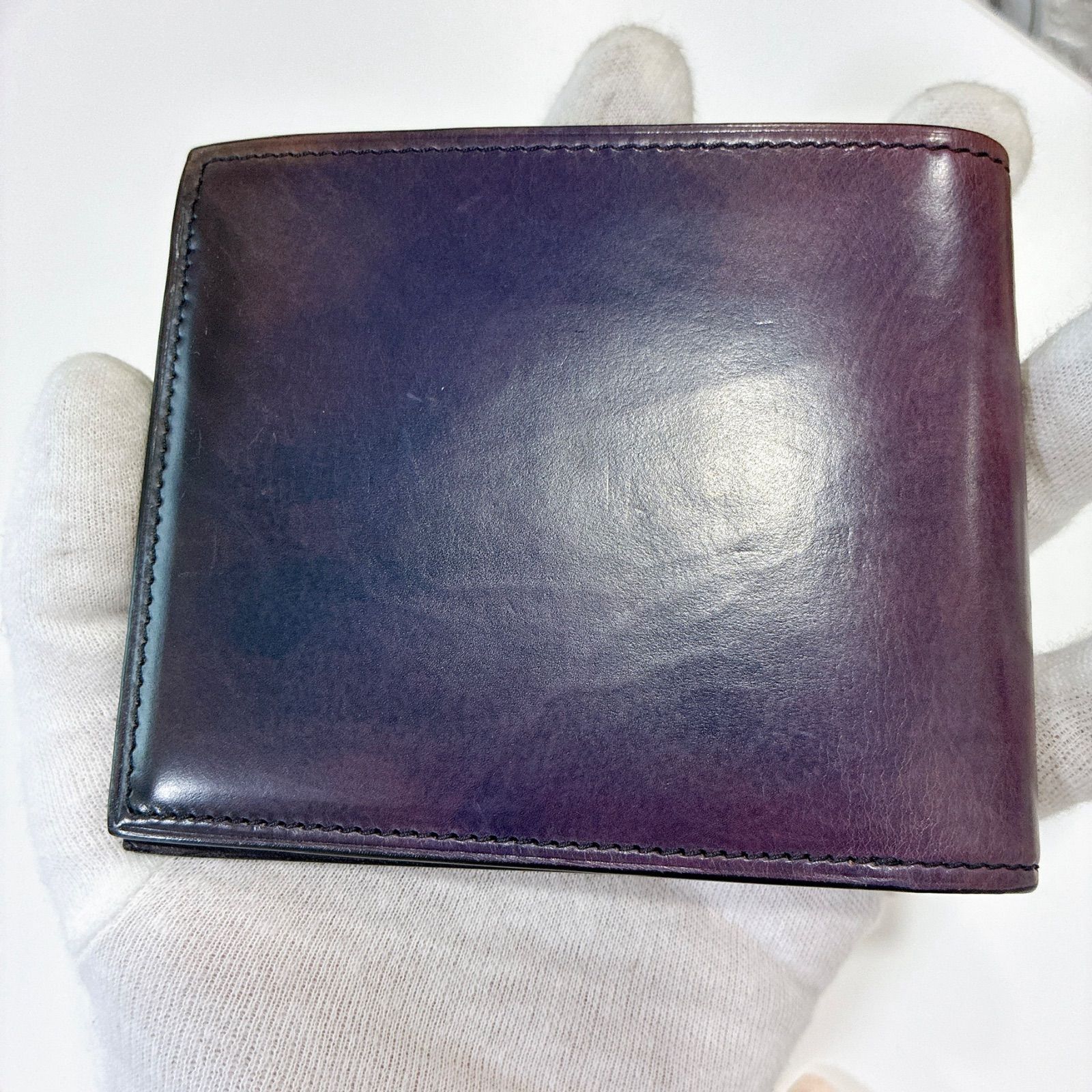yuhaku ユハク 二つ折り財布 グラデーション 小銭入れなし 仕事 ビジネス パープル系