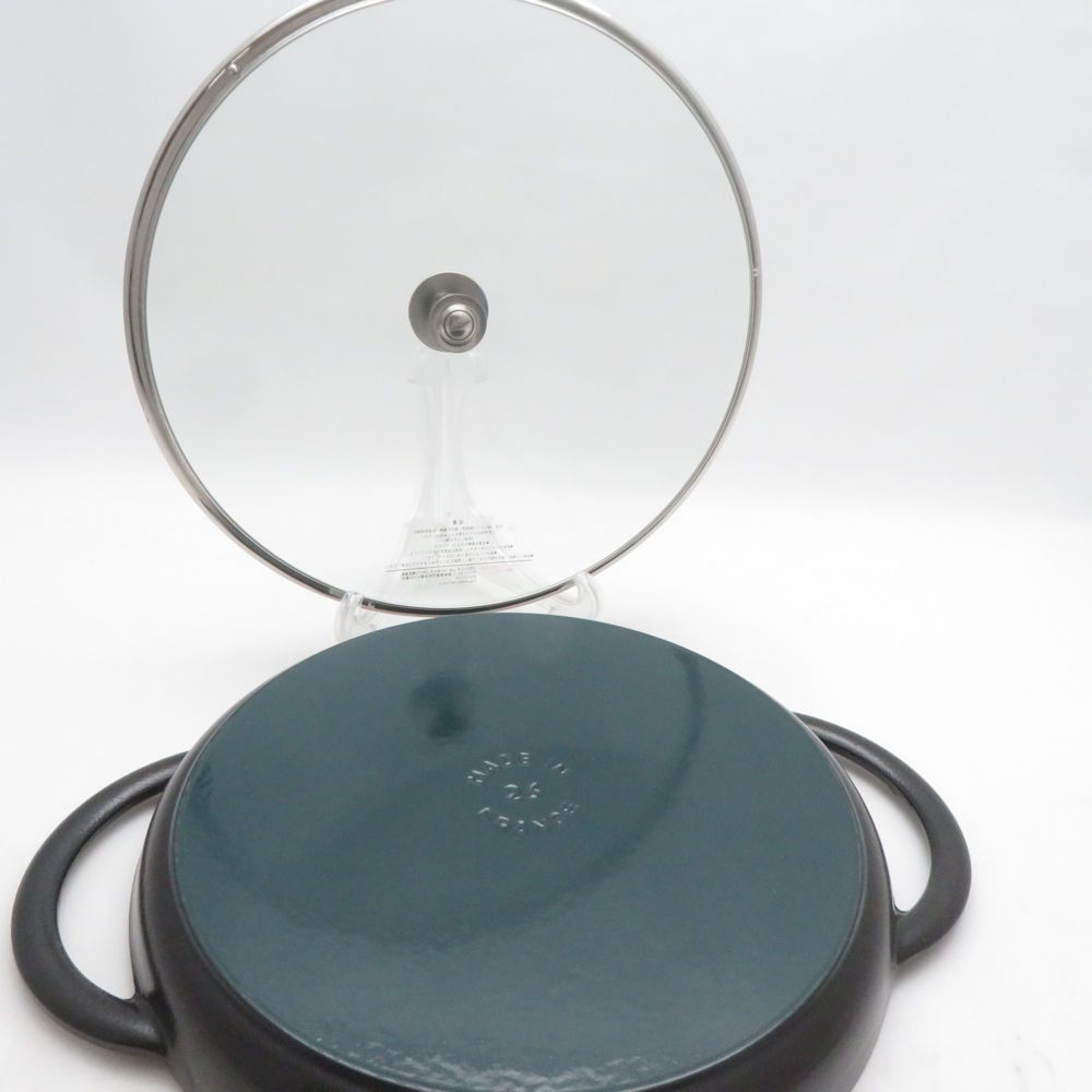 美品 STAUB ストウブ ピュアグリル ラウンド グリルパン 26cm 両手鍋