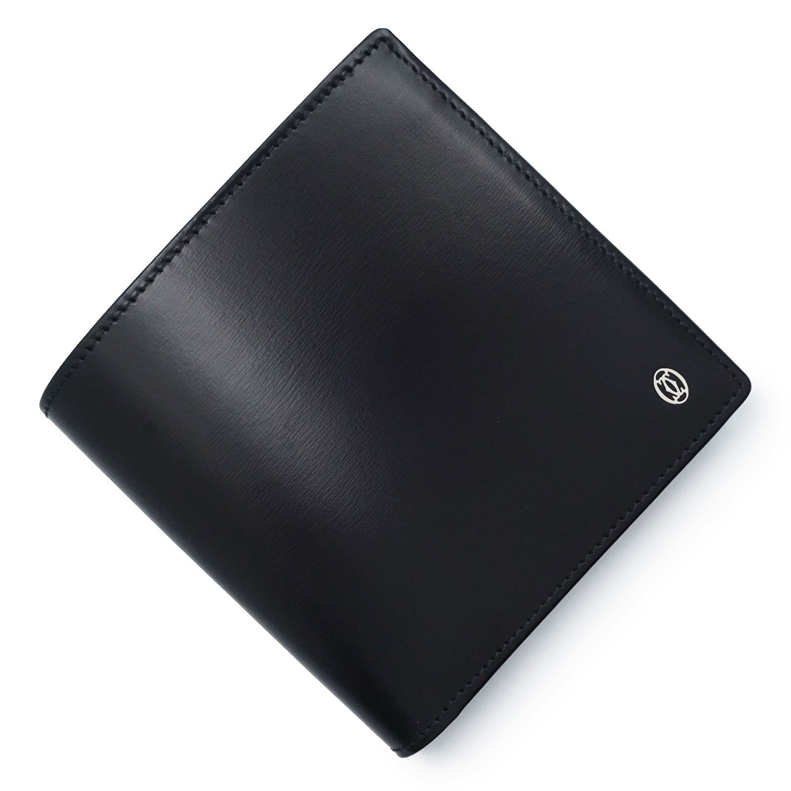 カルティエ L3000137 パシャ ドゥ カルティエ カウハイドレザー ブラック 二つ折り財布 シルバー金具 箱付 Cartier（未使用保管品）