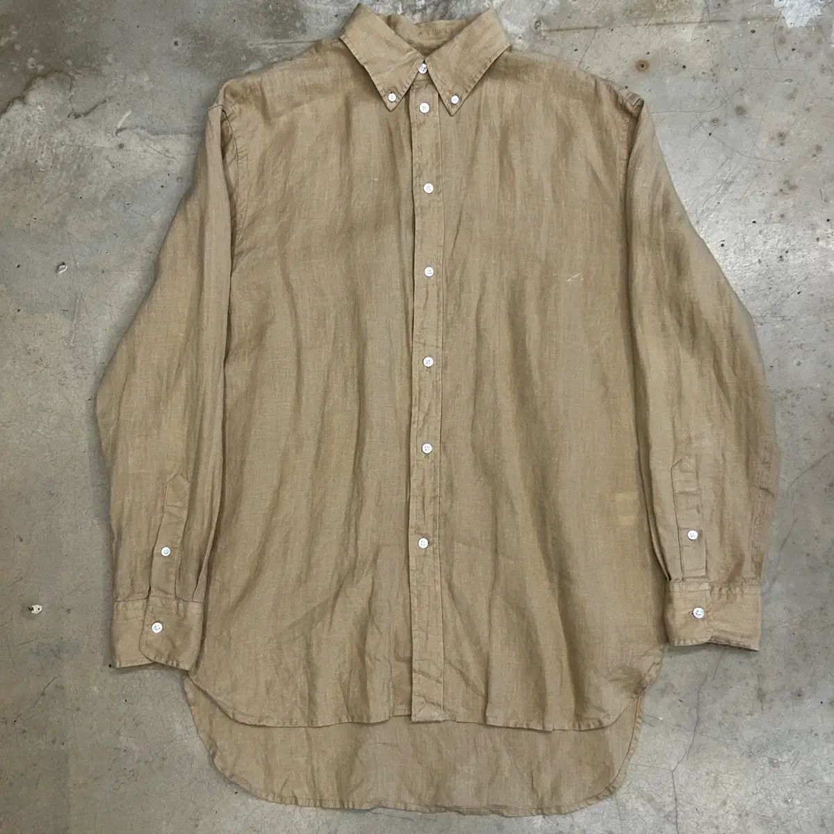 ポロ ラルフローレン ベージュ リネン シャツ S