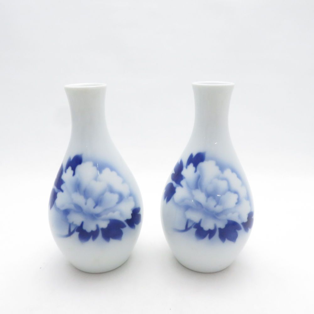 時代　深川製　染付三ツ盃　木箱付　直径11.6/9.6/7.9㎝ 美品 Fukagawa Seiji 深川製磁 酒器揃 7点 セット 徳利 酒杯 盃 染付