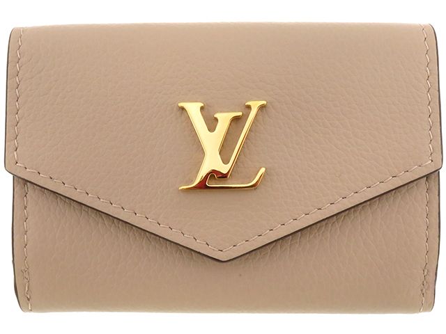 LOUIS VUITTON ルイ・ヴィトン ポルトフォイユ・ロックミニ M69340 三つ折り財布 カーフ グレージュ 2148104164728【中古】207