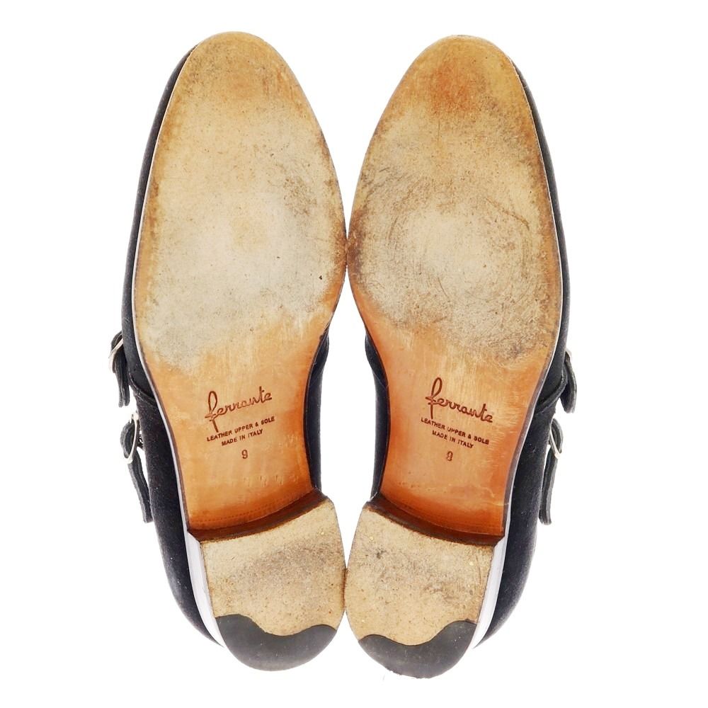 【中古】フェランテ FERRANTE スエード ダブルモンク ブーツ ブラック【サイズ9】【メンズ】 中古】フェランテ FERRANTE スエード ダブルモンク ブーツ ブラック