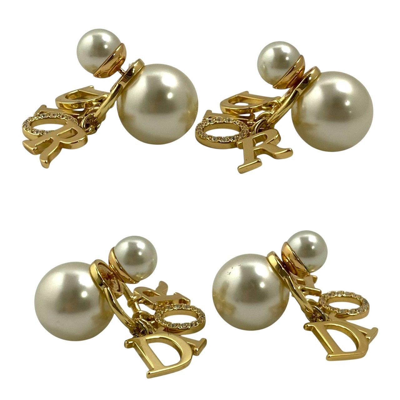 Dior】Tribales/トライバル ピアス ロゴ レジンパール ラインストーン