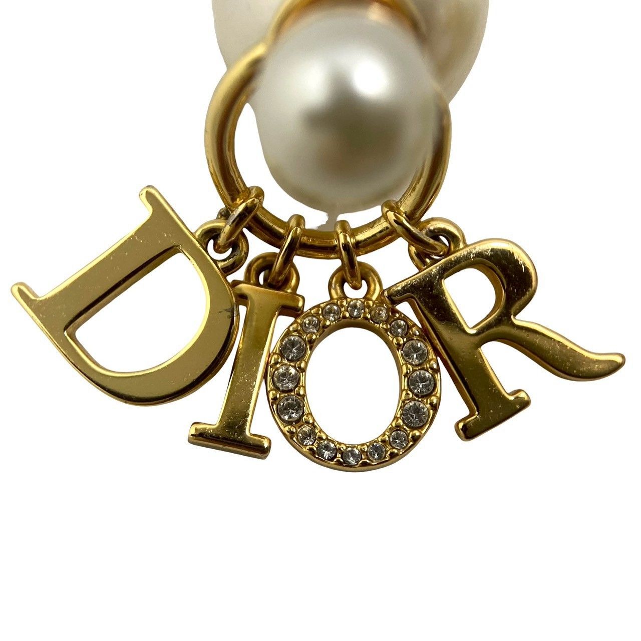 Dior】Tribales/トライバル ピアス ロゴ レジンパール ラインストーン