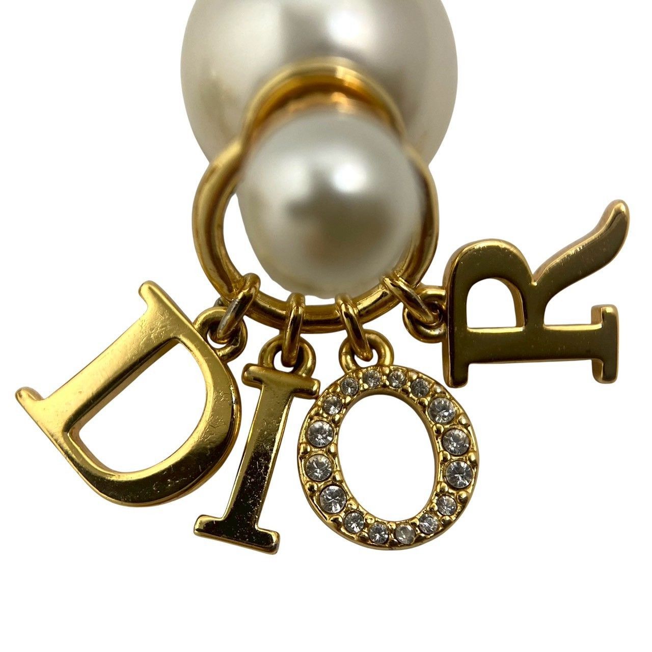 Dior】Tribales/トライバル ピアス ロゴ レジンパール ラインストーン