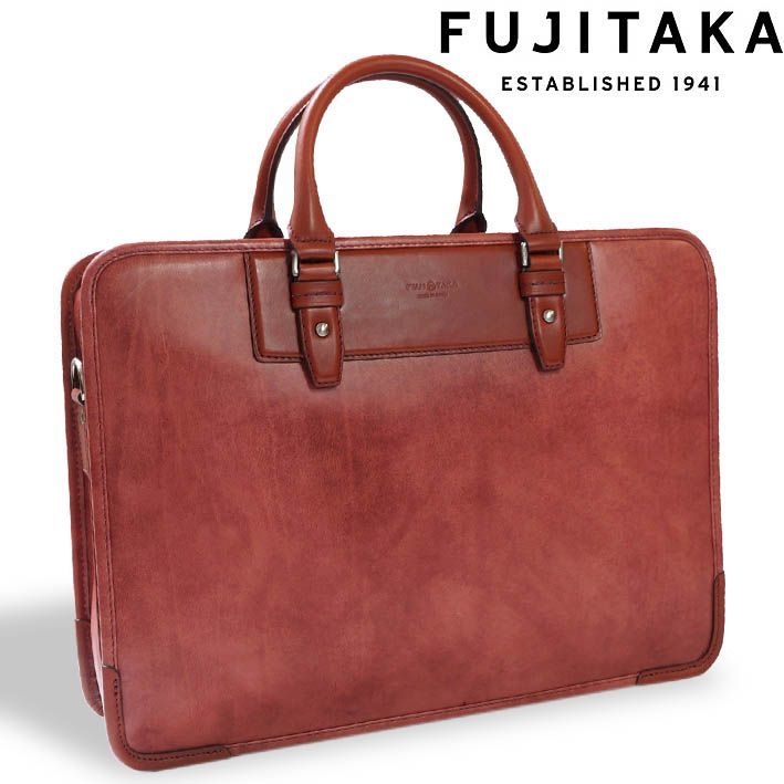 フジタカ オールレザー ダブルルーム ビジネスバッグ エー 610502 FUJITAKA 日本製 B4 レッド系 ボルドー系 ブリーフケース 2WAY 出張 ヌメ革 牛革 ショルダーバッグ 出張 定価96,800円 新品 未使用 写真現品 35,750円