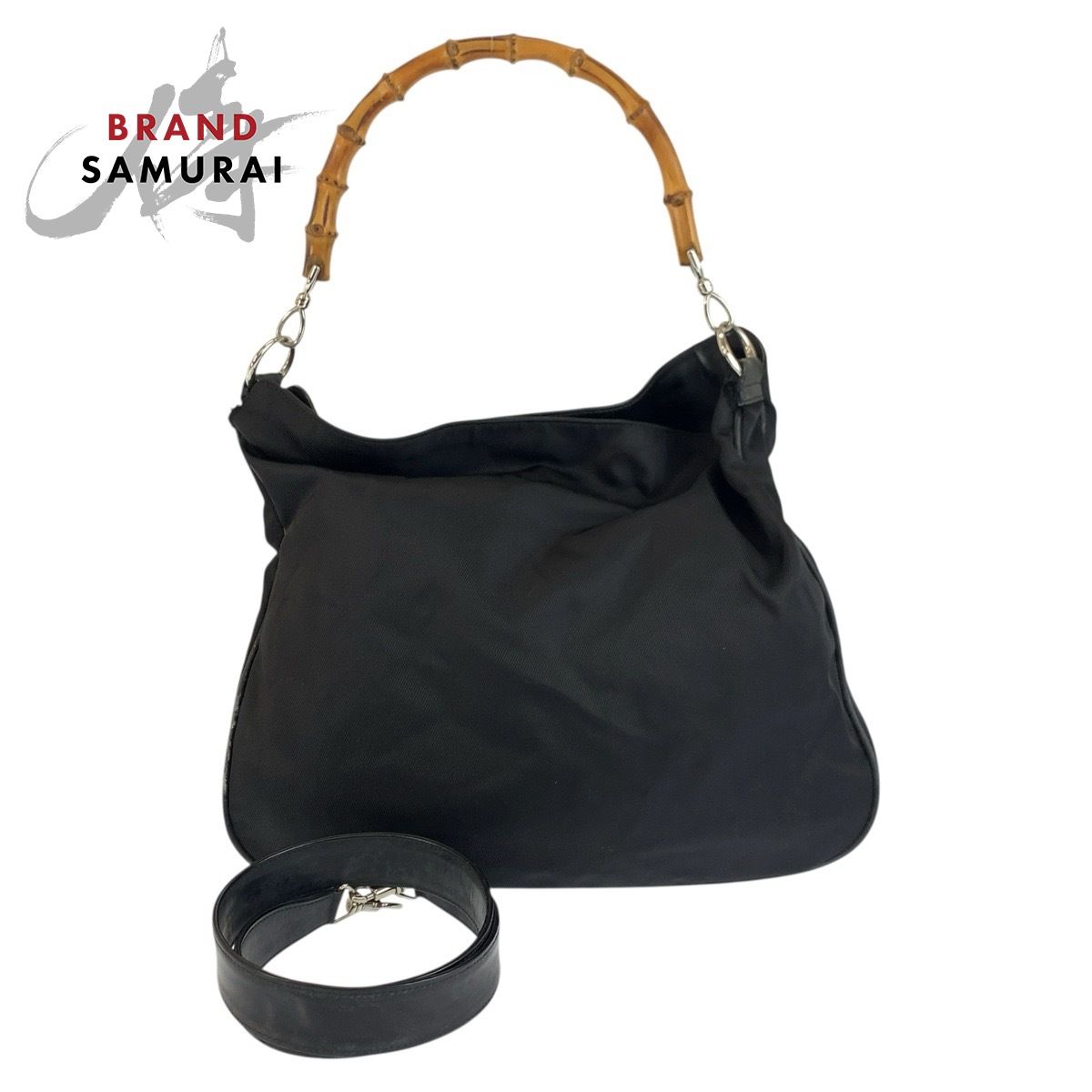 GUCCI グッチ バンブー ブラック 黒 シルバー金具 ナイロン 001 2852 ハンドバッグ ショルダーバッグ 2way レディース 602837【中古】