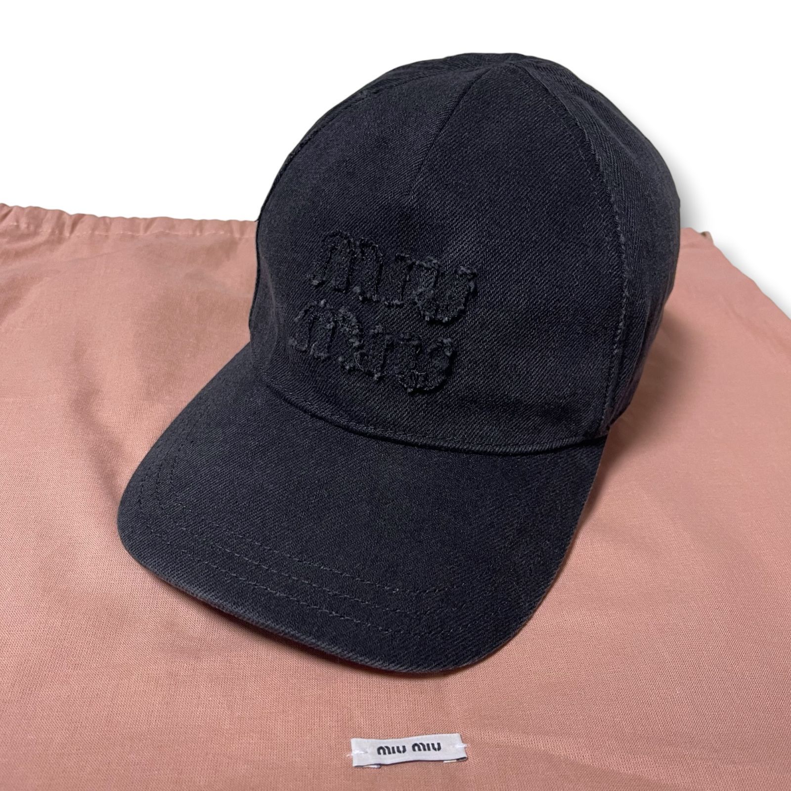 MIU MIUミュウミュウ デニムキャップ ブラック Miu Miu ミュウミュウ ブラック デニム キャップ ベースボールキャップ
