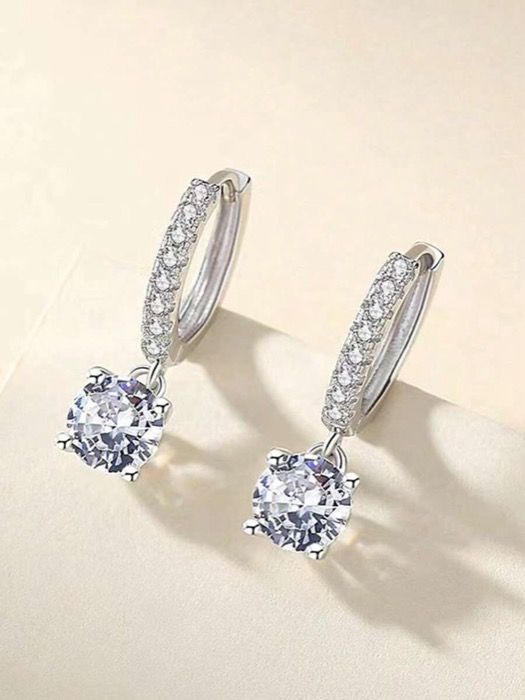 ジュエリー レディース イヤーアクセサリー S925スターリングシルバー ヨーロッパ・アメリカで大人気のクラシックスタイルピアス、大粒ジルコニアアクセント付き、家族、友人、カップルへのエレガントなギフト