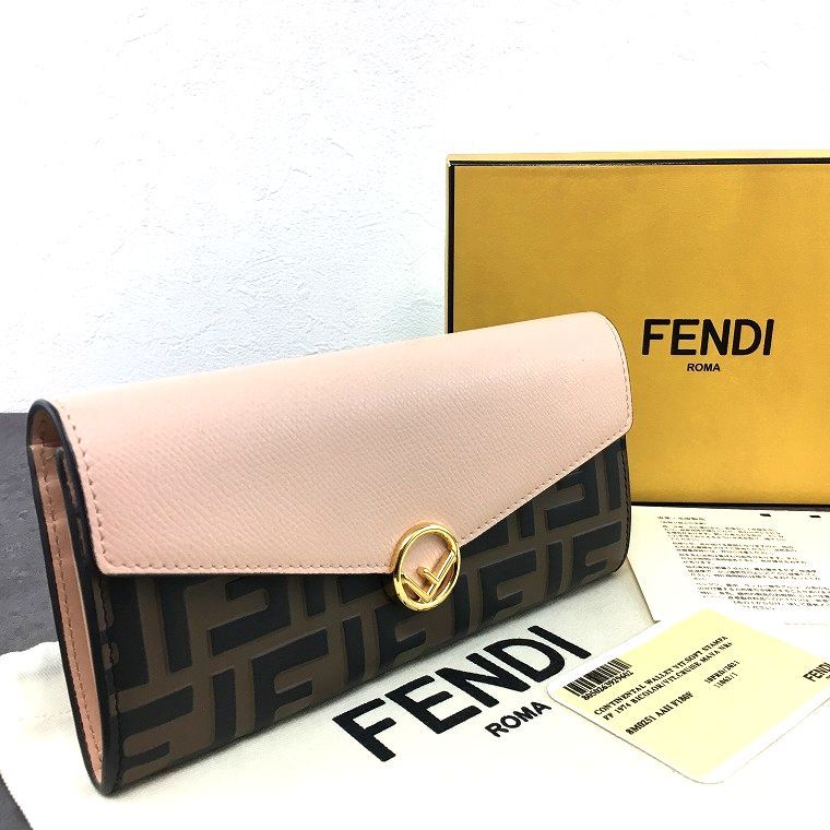 極美品 FENDI 長財布 8M0251 エフイズ FF柄 ピンク レザー 箱付き 566